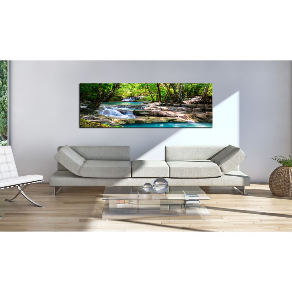 marque generique - 120x40 Tableau Forêt Paysages Admirable Nature: Forest Waterfall - Tableaux, peintures