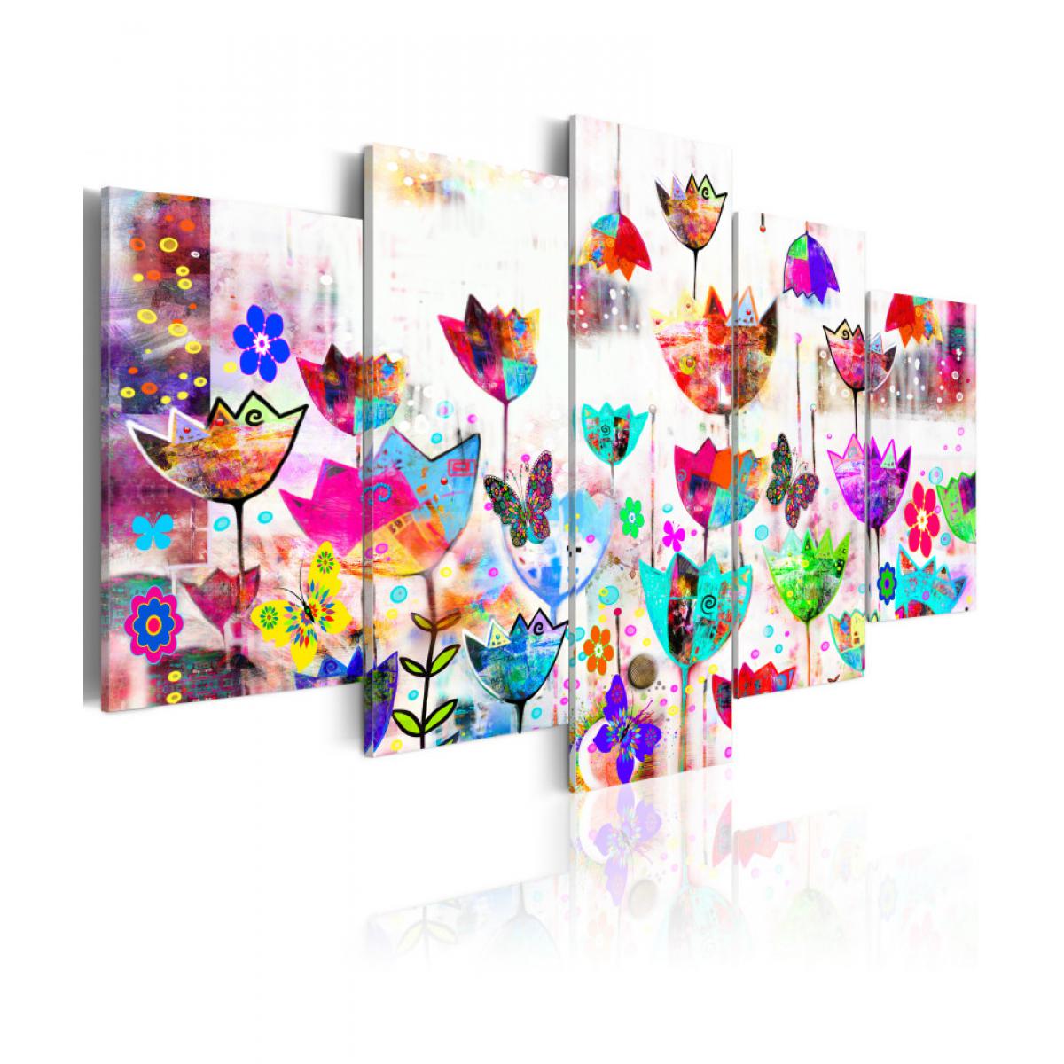 Artgeist - Tableau - Tulipes dans la pluie 200x100 - Tableaux, peintures