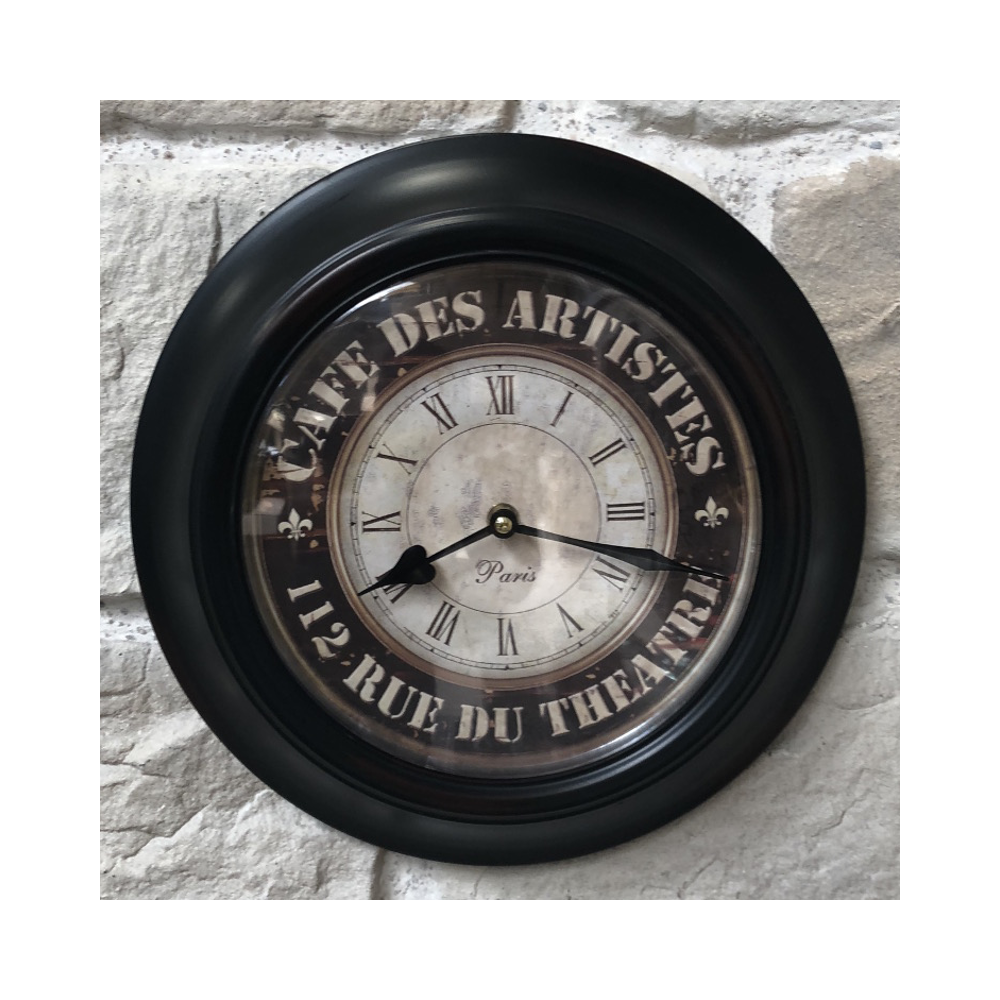 L'Originale Deco - Horloge Murale Café des Artistes Contour Fer ø 32 cm - Horloges, pendules