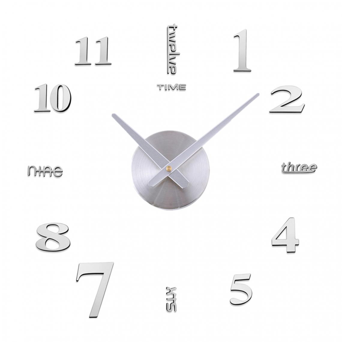 marque generique - Autocollant 3D Minimaliste Horloge Murale Chambre Restaurant Salle De Bains Décor Artisanat Noir 2 - Horloges, pendules