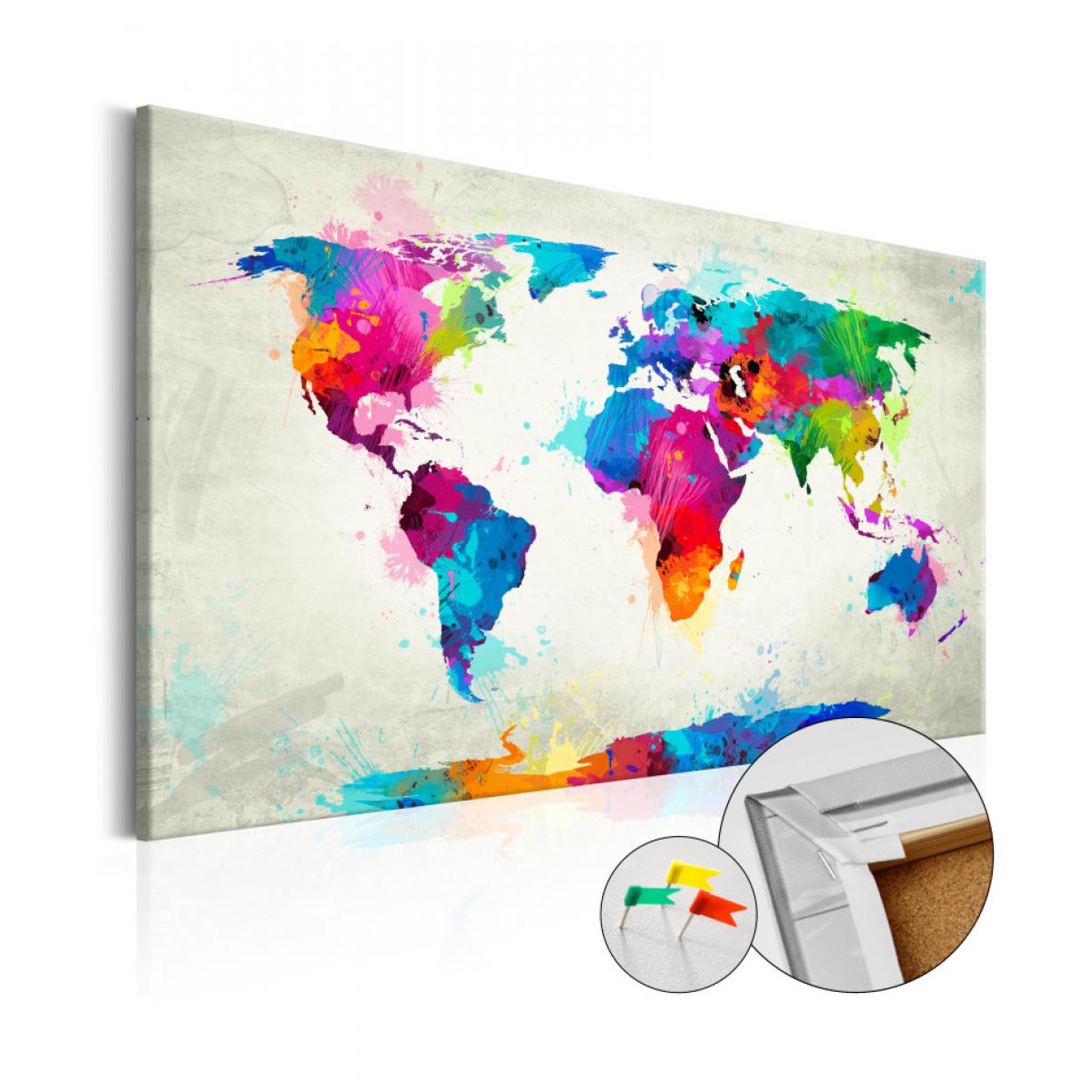 Artgeist - Tableau en liège - An Explosion of Colors [Cork Map] 120x80 - Tableaux, peintures