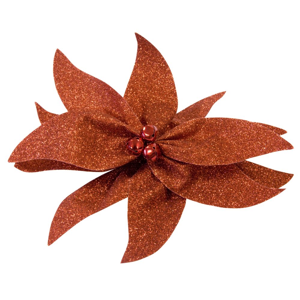 Visiodirect - Nœud Poinsettia paillettes avec grelots coloris rouge - 20 cm - Décorations de Noël