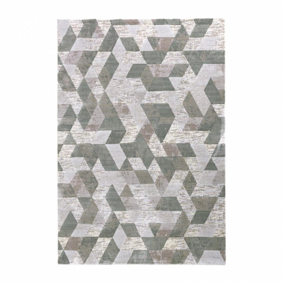 Wmd - Tapis gris vert à poils courts de conception géométrique moderne Double VER002, Taille: 133 x 190 - Tapis