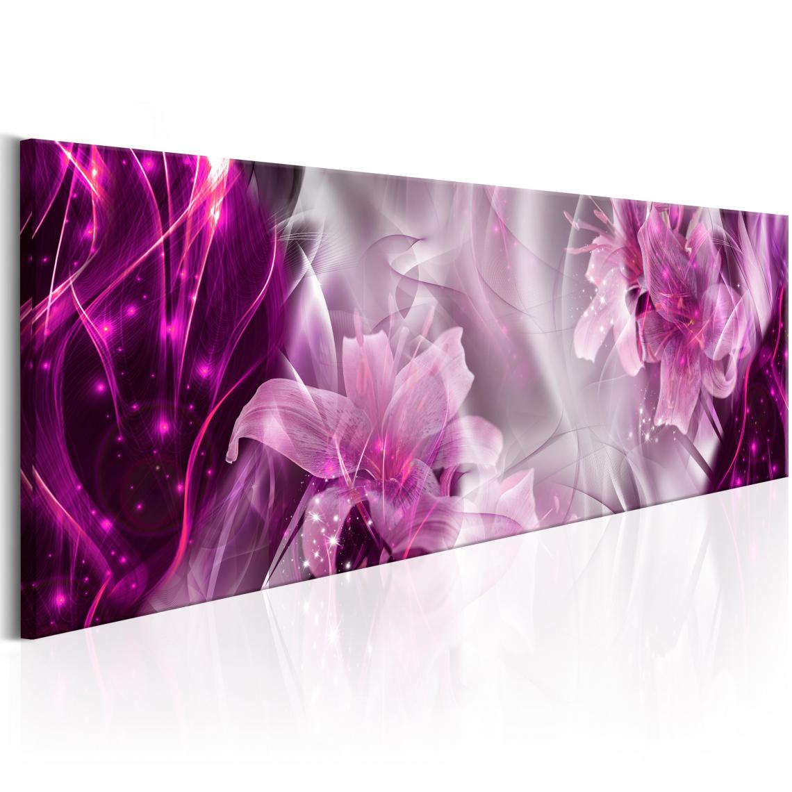 Decoshop26 - Tableau sur toile décoration murale image imprimée cadre en bois à suspendre Flammes violettes 120x40 cm 11_0000873 - Tableaux, peintures