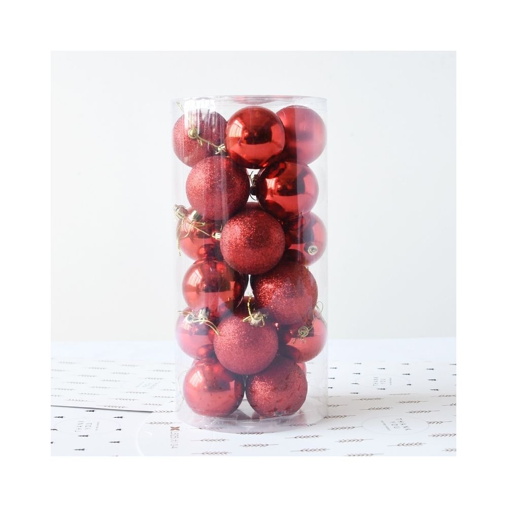 Wewoo - Boules & guirlandes de Noël 24 PCS 4cm plaquant les décorations d'arbre en plastique de accrochant la boule de ficelle, livraison aléatoire de couleur - Décorations de Noël