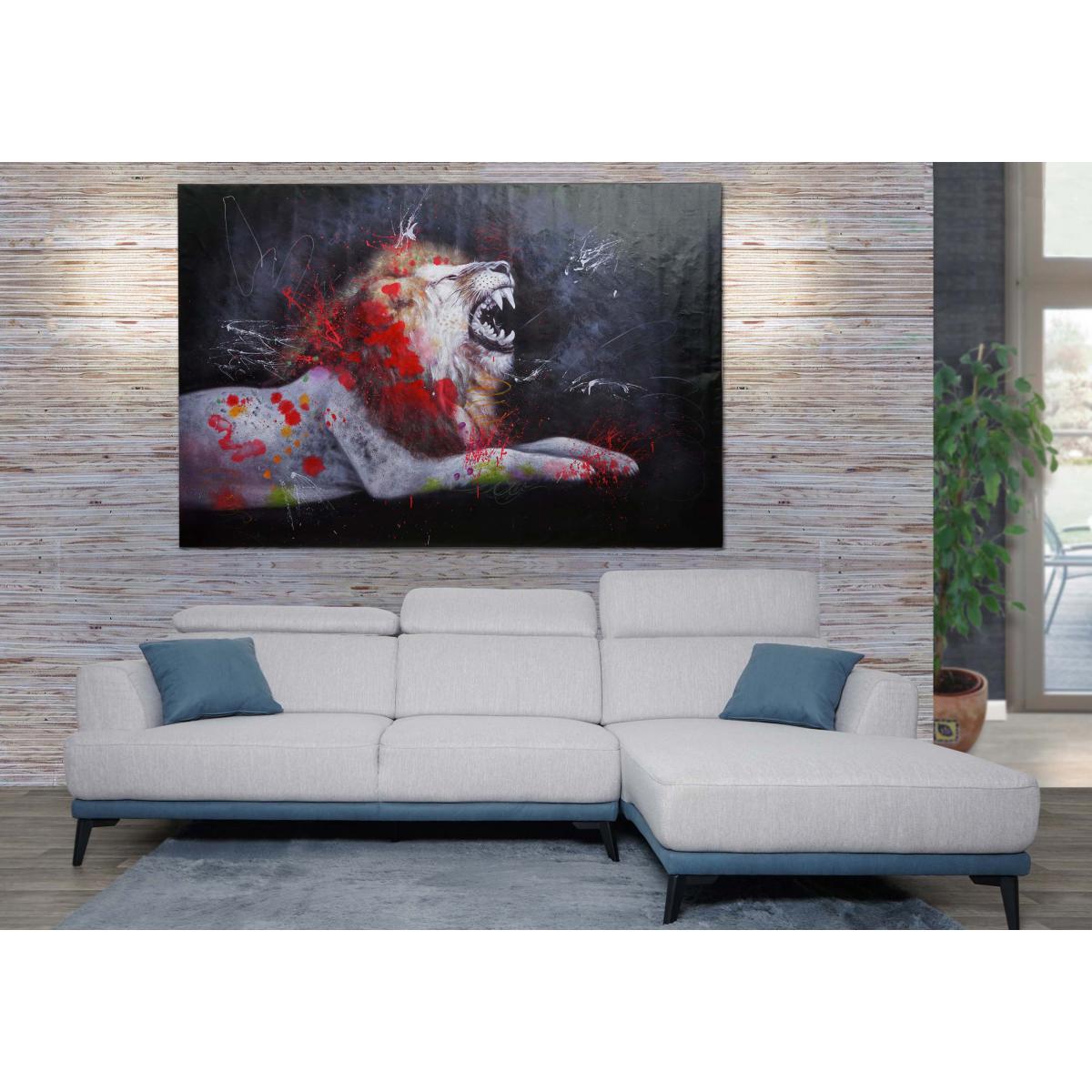 Mendler - Peinture à l'huile lion HWC-H25, peinture sur toile XL, peinte à la main ~ 180x120cm - Tableaux, peintures