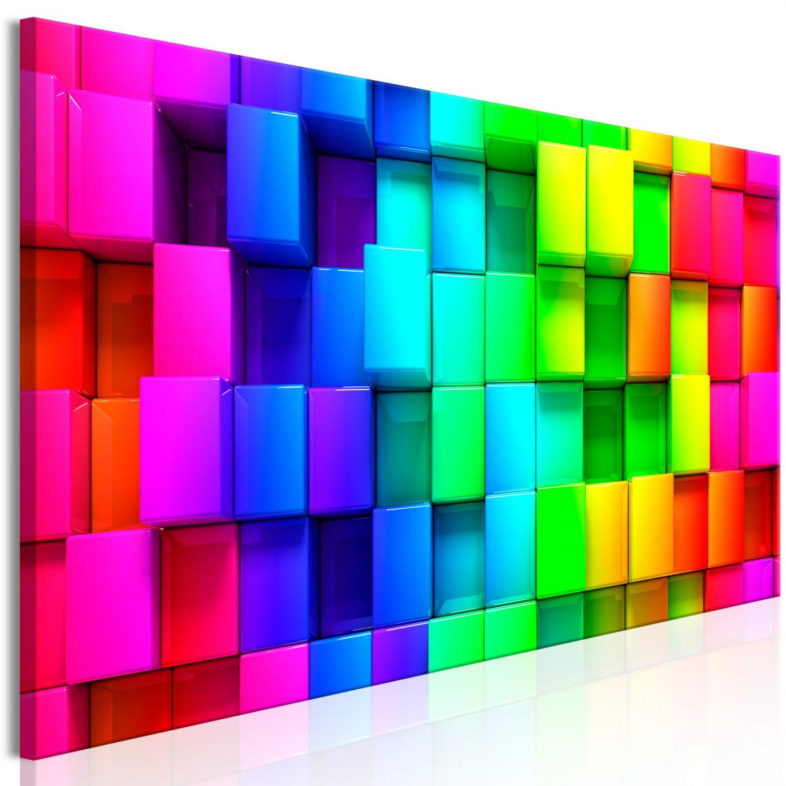 Decoshop26 - Tableau sur toile décoration murale image imprimée cadre en bois à suspendre Cubes colorés (1 partie) étroits 150x50 cm 11_0001885 - Tableaux, peintures