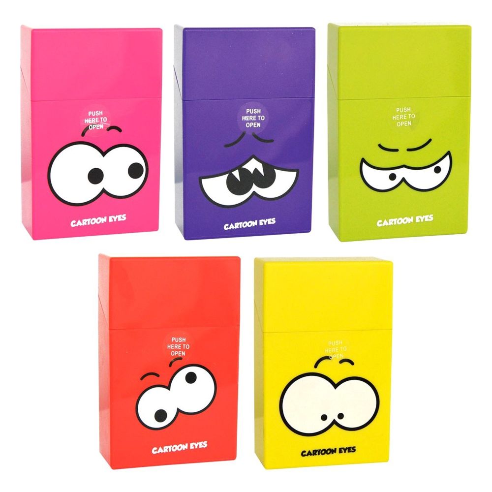 Coolminiprix - Lot de 3 - Cache paquet de cigarettes ABS ""Cartoon Eyes"" coloris assortis - Qualité COOLMINIPRIX - Objets déco