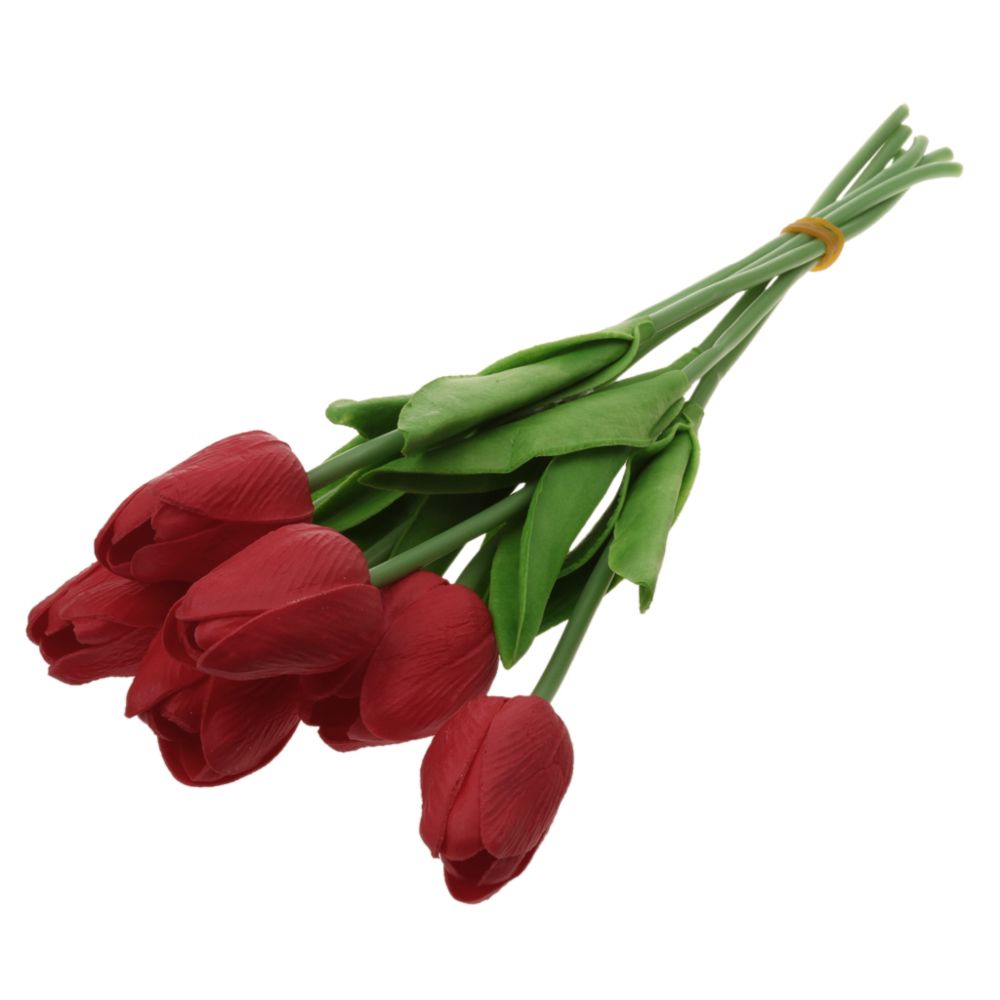 marque generique - Pu Toucher La Décoration Intérieure Floral Mini-tulipe Bouquet Fleur Artificielle Bouquet Rouge - Plantes et fleurs artificielles