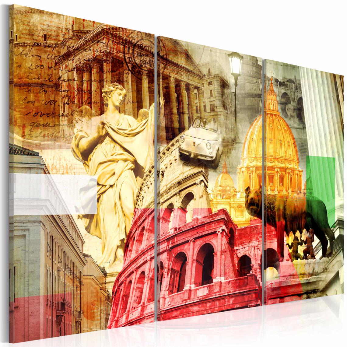 Decoshop26 - Tableau toile de décoration motif Rome charmant triptyque 120x80cm DEC110508 - Tableaux, peintures