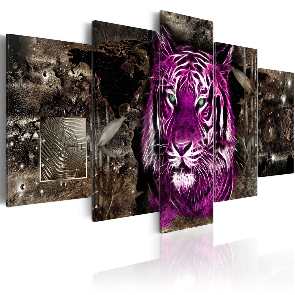 Bimago - Tableau - Purple King - Décoration, image, art | Animaux | Chats | - Tableaux, peintures