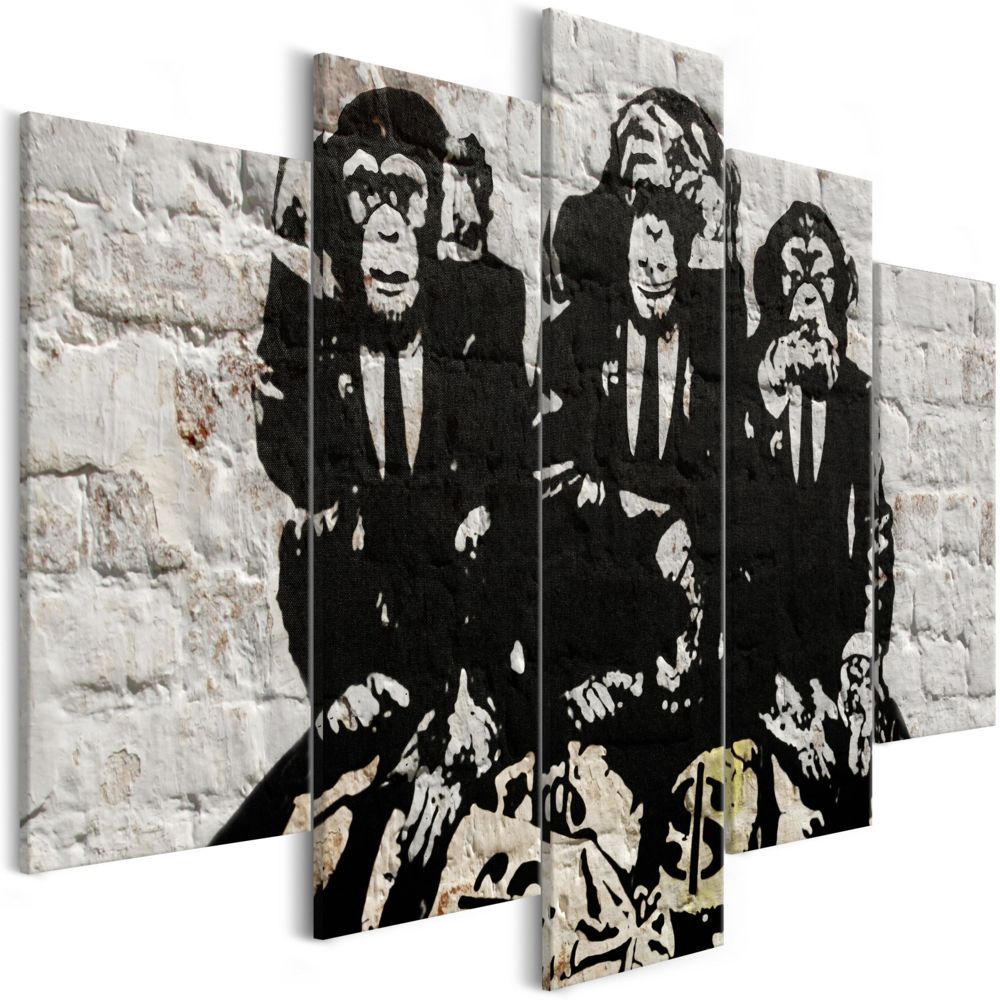 Bimago - Tableau - Rich Monkeys (5 Parts) Wide - Décoration, image, art | Art urbain | - Tableaux, peintures