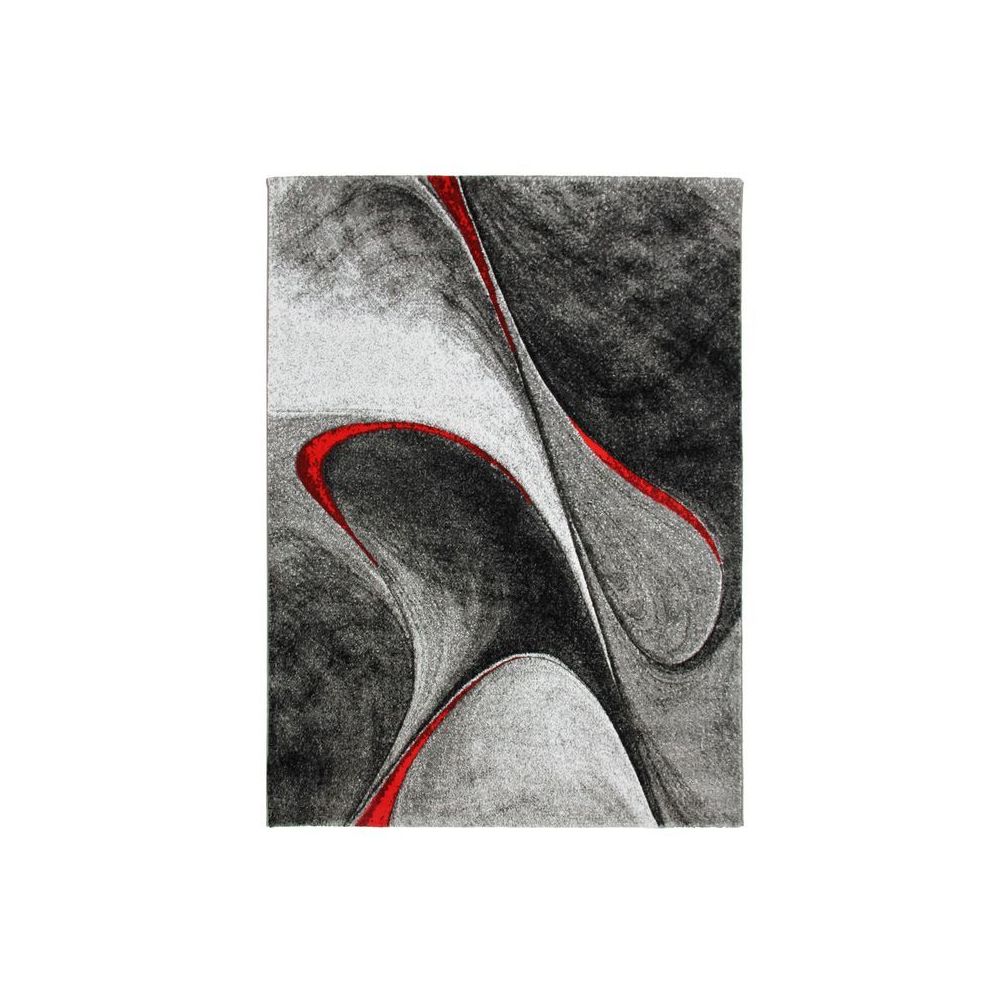 Thedecofactory - RUBY DESIGN - Tapis à motifs vagues abstraites rouge 120x170 - Tapis