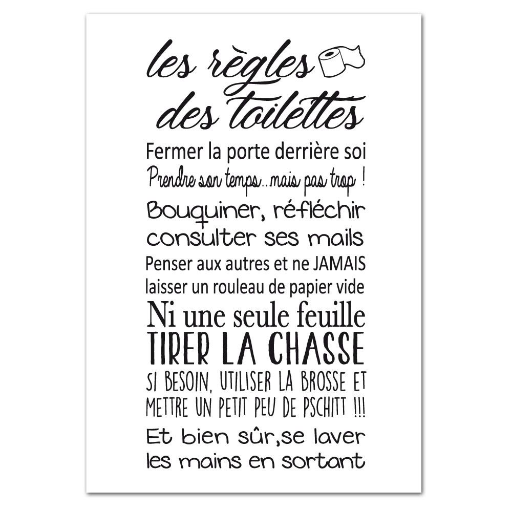 Adzif Biz - Poster Les Règles Des Toilettes - Dimensions 21 x 30 cm - Papier Brillant - Affiches, posters