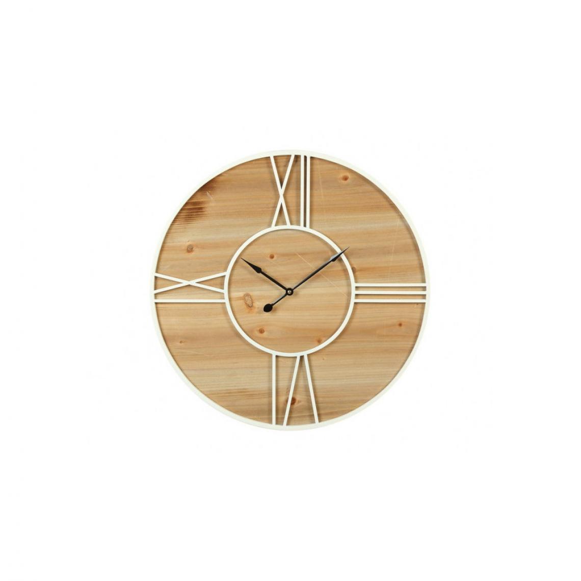 Ac-Deco - Horloge métal et bois - D 60 cm - Blanc - Horloges, pendules