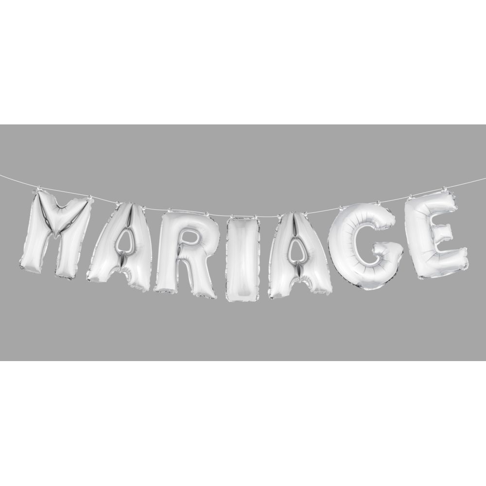 Visiodirect - Ballon métallique argenté, lettres MARIAGE (36 cm) - Objets déco