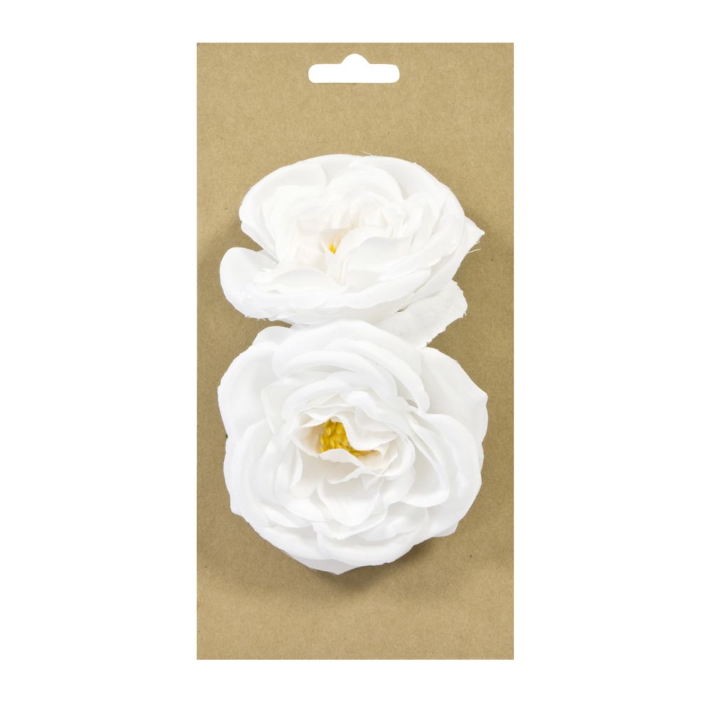 Visiodirect - 6 Lots de 2 roses anciennes à attacher coloris blanc - 8 cm - Objets déco