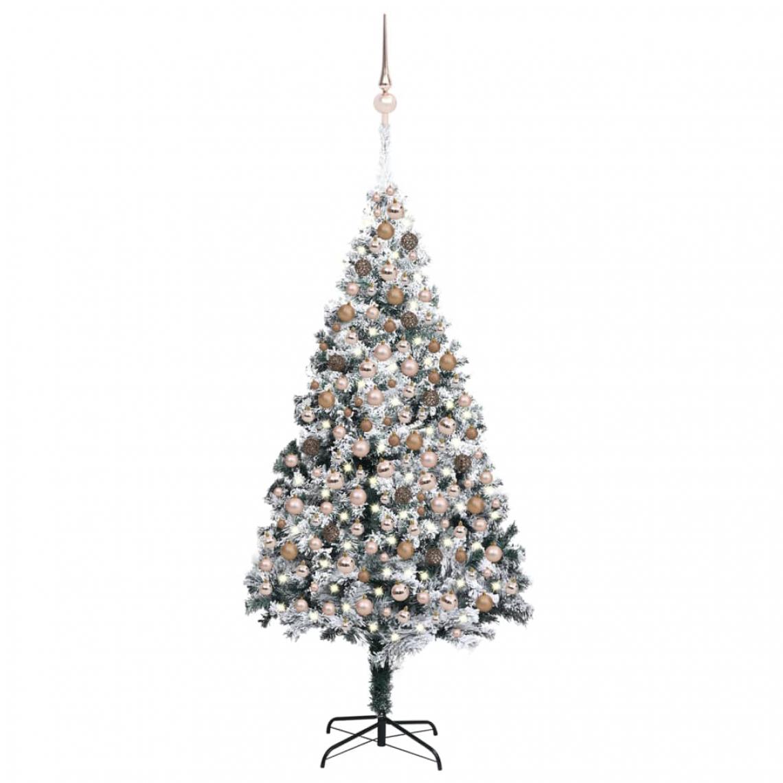 Vidaxl - vidaXL Arbre de Noël artificiel avec LED et boules Vert 210 cm PVC - Sapin de Noël