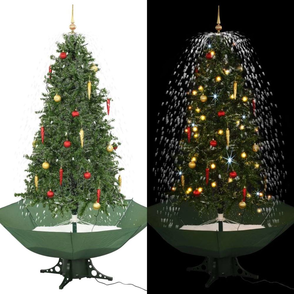 marque generique - Joli Décorations de Noël & saisonnières serie Tirana Arbre de Noël neigeux avec base de parapluie Vert 190 cm - Décorations de Noël