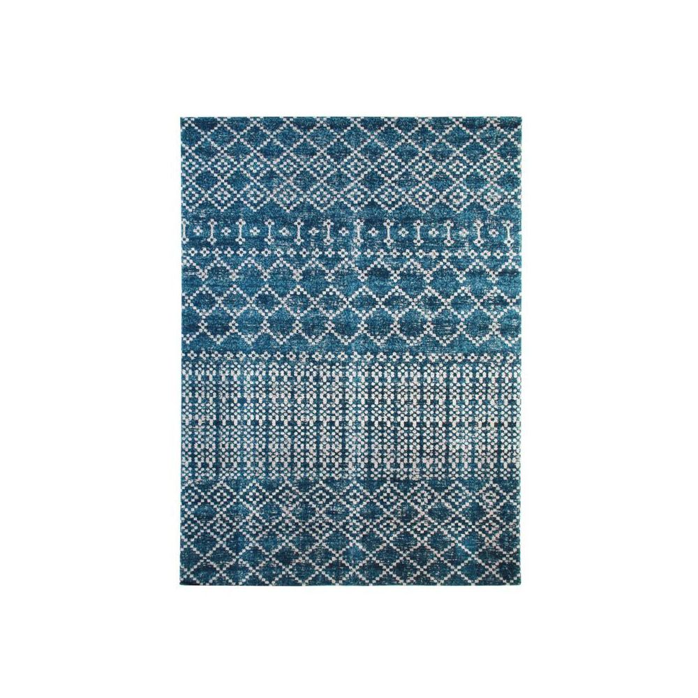 Mon Beau Tapis - BROCANTE - Tapis pour intérieur-extérieur motifs berbères bleu 160x230 - Tapis
