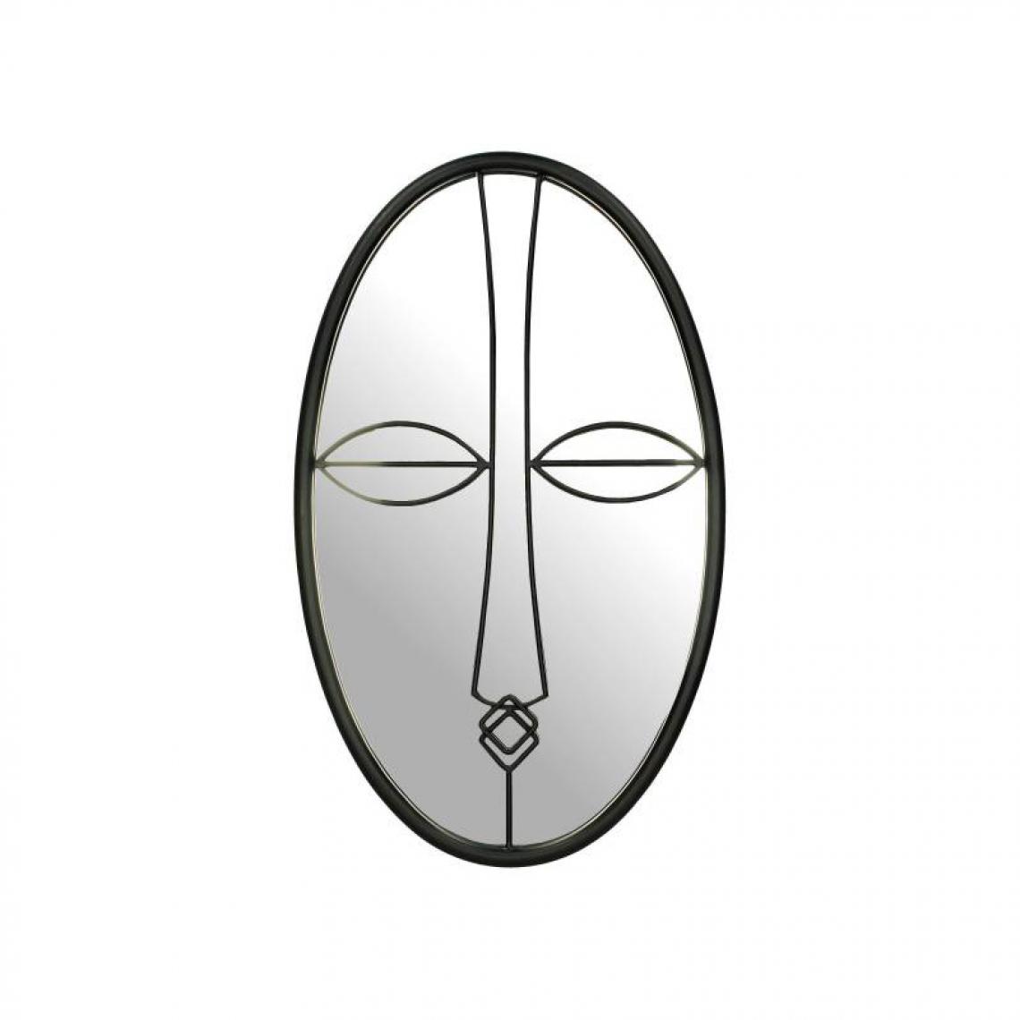 L'Héritier Du Temps - Miroir Face Noir Décoration Glace Murale Ovale en Métal 3x30x50cm - Miroirs