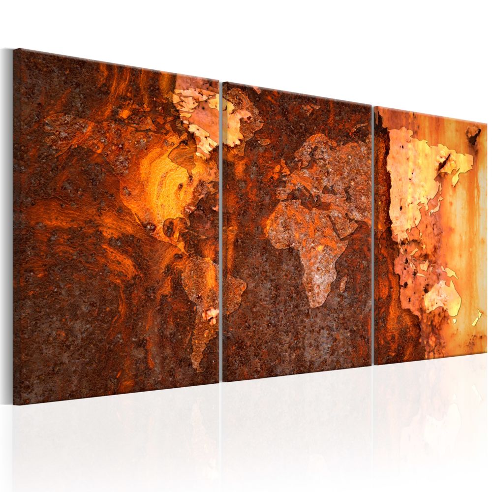 Bimago - Tableau - World Map: Old Rust - Décoration, image, art | Cartes du monde | - Tableaux, peintures