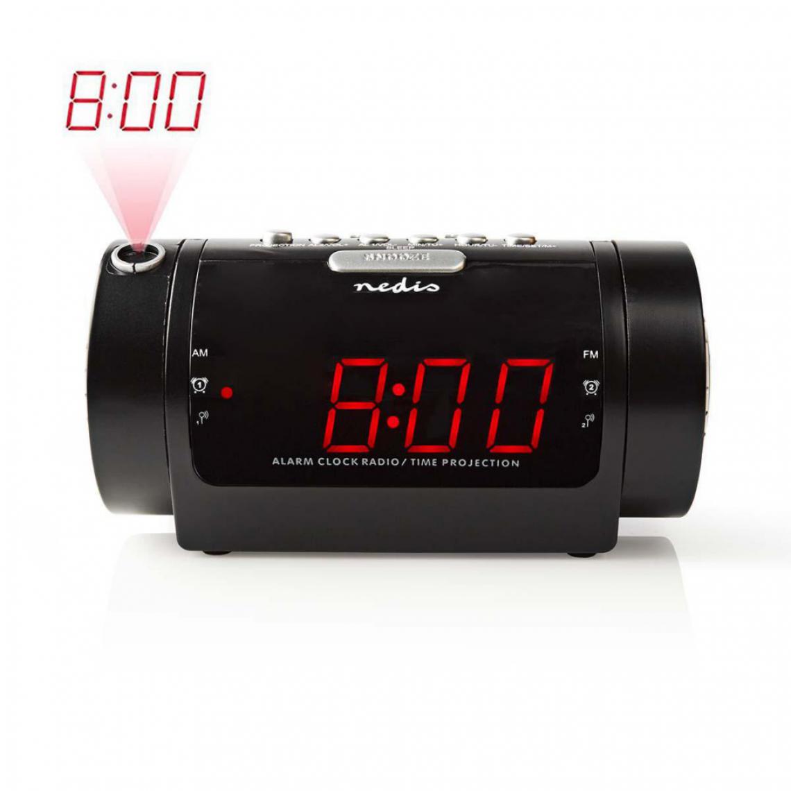 Alpexe - Radio-Réveil Numérique à Projection | LED 0,9" | FM | Alarme Double | Snooze (rappel de réveil) - Horloges, pendules
