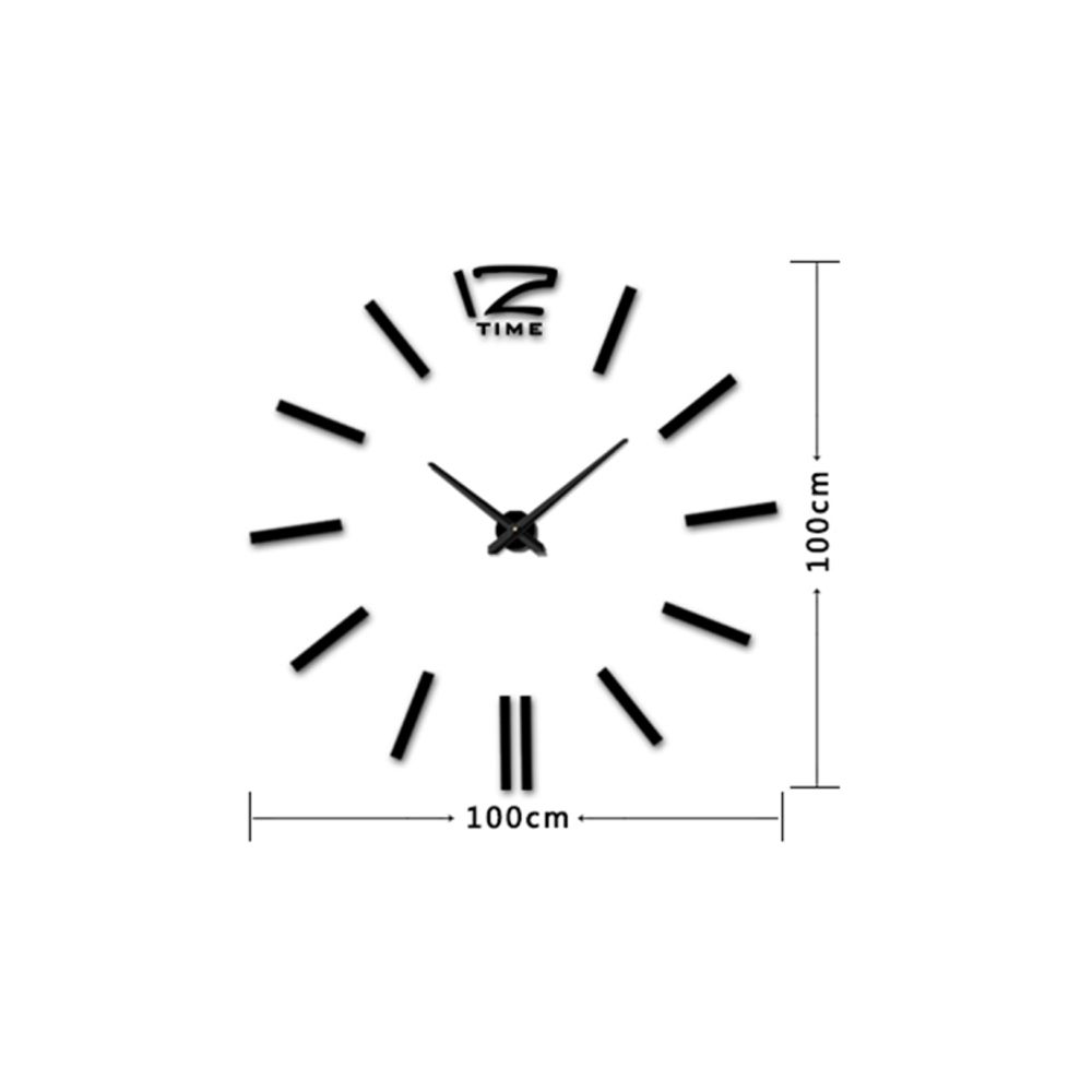 Wewoo - Horloges DIY noir 39 pouces Chambre Home Office Décoration Moderne Sans Cadre Grand DIY 3D Miroir Mur Autocollant Mute Horloge - Horloges, pendules