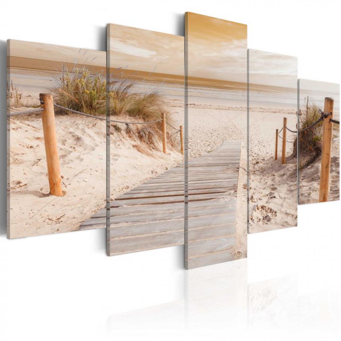 Artgeist - Tableau - Morning on the beach - sepia .Taille : 200x100 - Tableaux, peintures