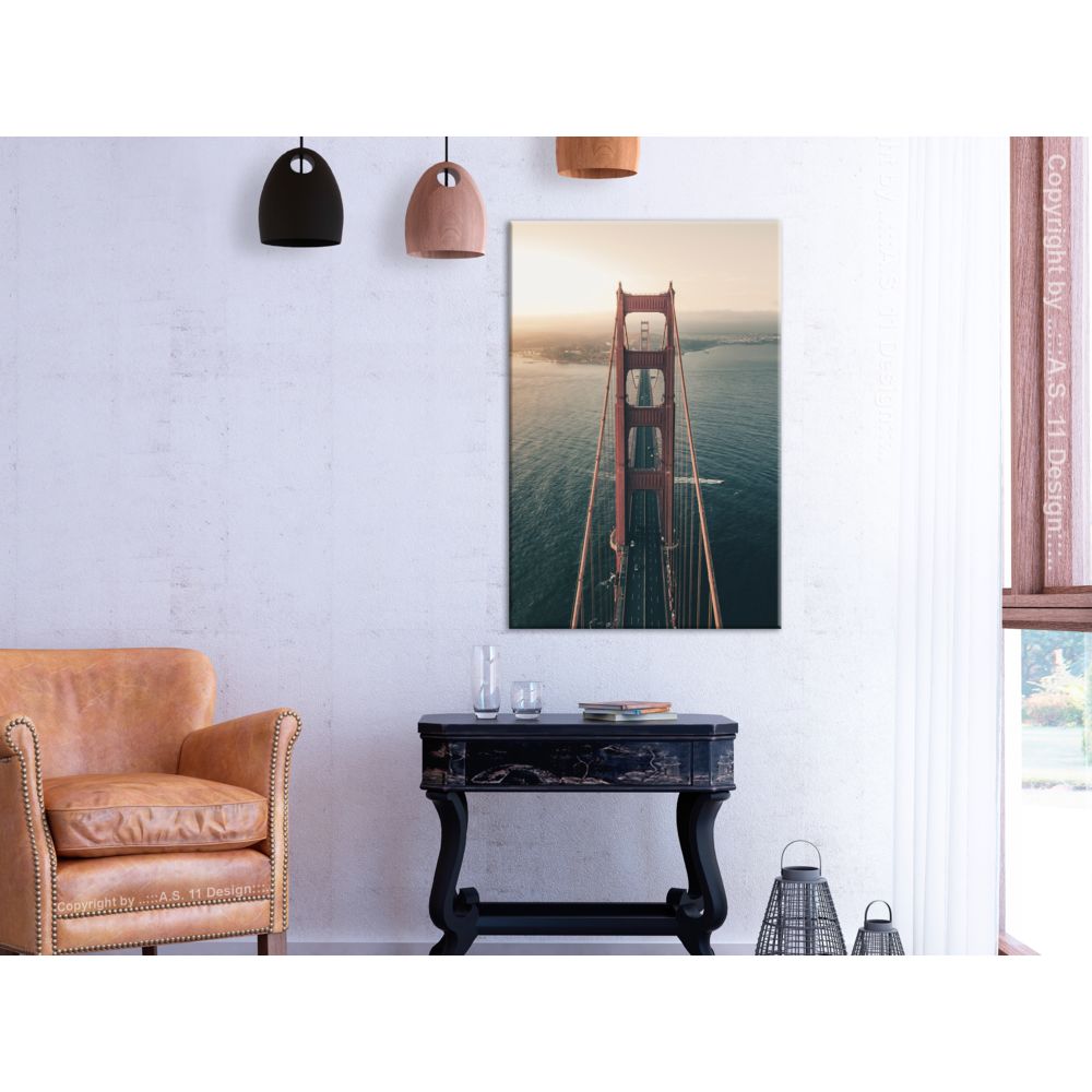 marque generique - 60x90 Tableau Ville et village Paysages Stylé Golden Gate Bridge (1 Part) Vertical - Tableaux, peintures