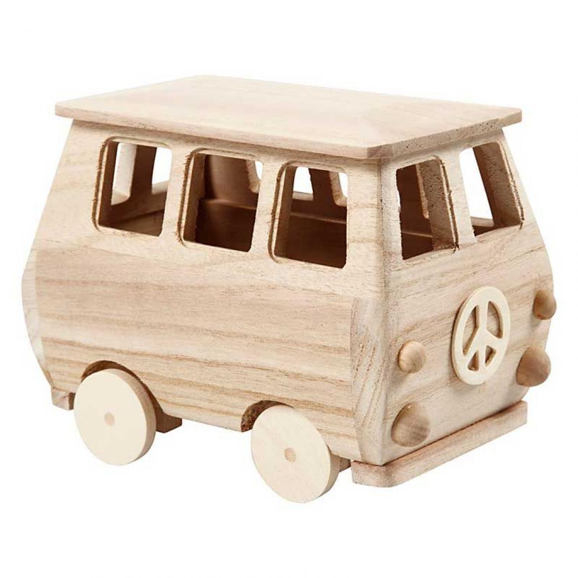 Creotime - Mini-Van en bois - 17 x 13 cm - Objets déco
