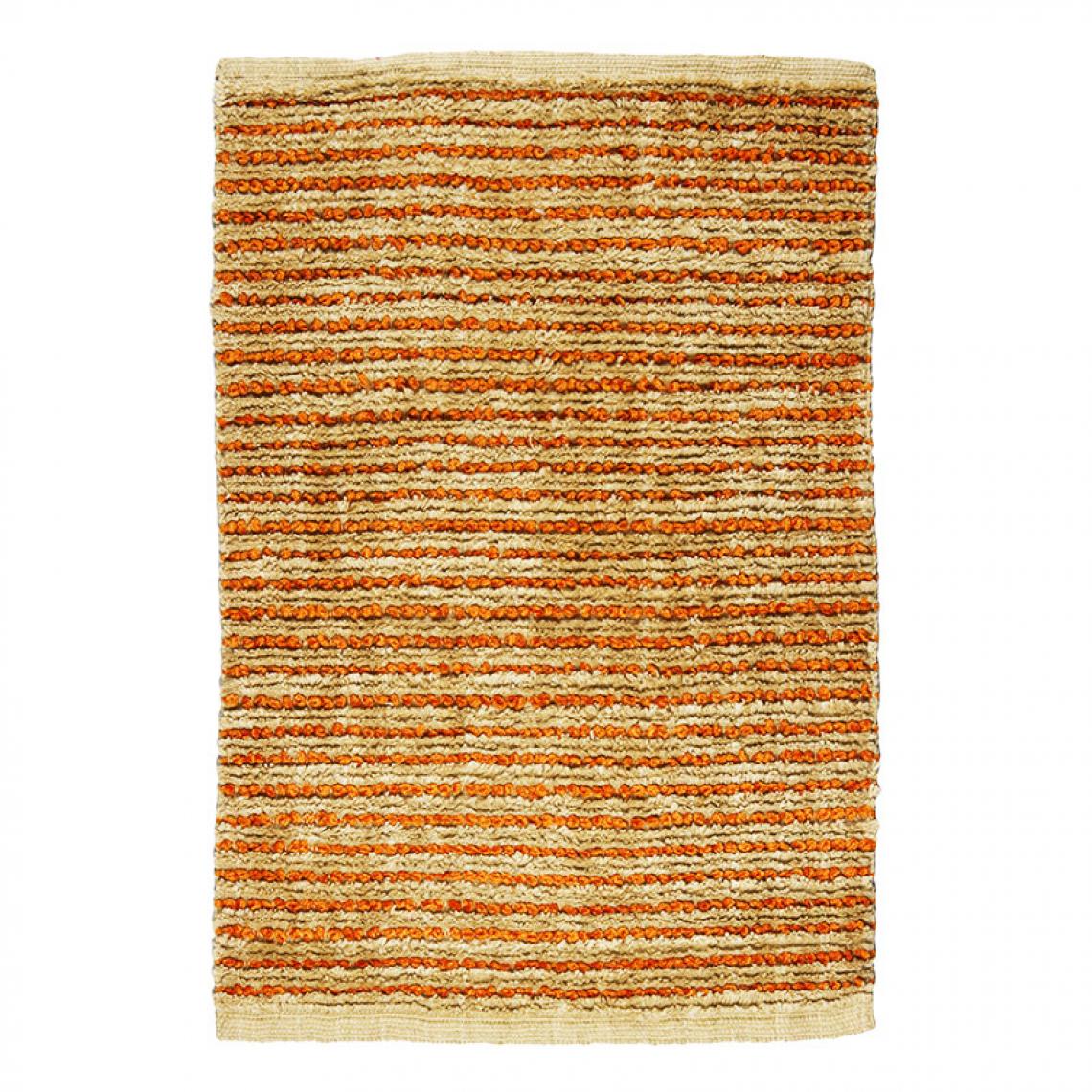 Thedecofactory - STABILO LIGNE - Tapis bi-texture beige et orange 60x90 - Tapis