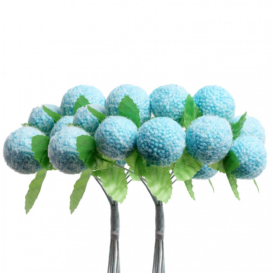 marque generique - 20 pièces baies artificielles bouquet mousse fleur décoration de la maison bleu - Plantes et fleurs artificielles