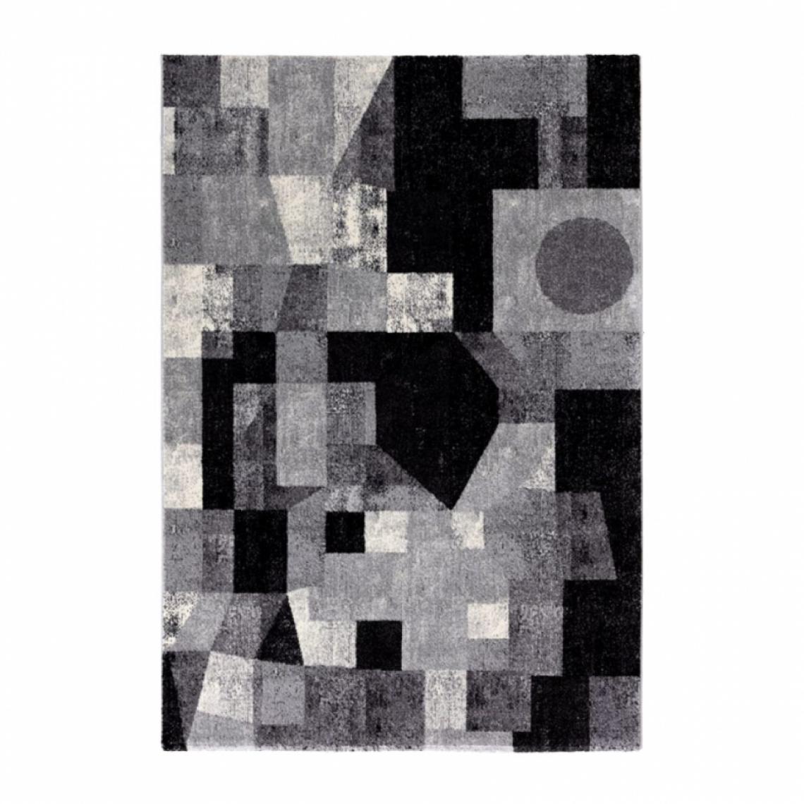Wmd - Tapis moderne rectangulaire design géométrique noir gris Milano GRI012, Taille: 80 x 150 - Tapis