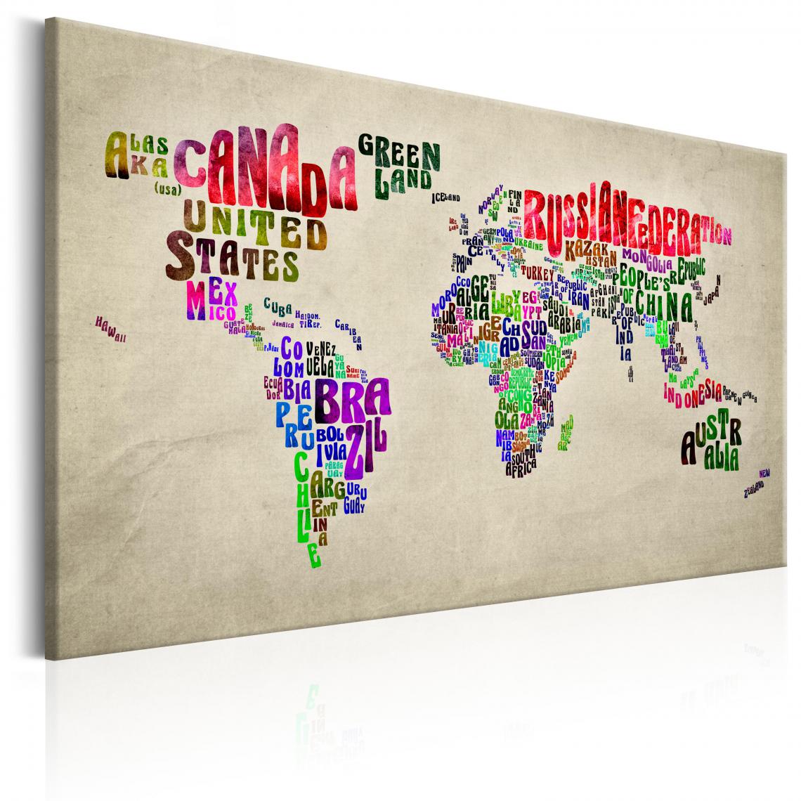 Decoshop26 - Tableau sur toile décoration murale image imprimée cadre en bois à suspendre Carte du monde : tour du monde (EN) 60x40 cm 11_0004272 - Tableaux, peintures