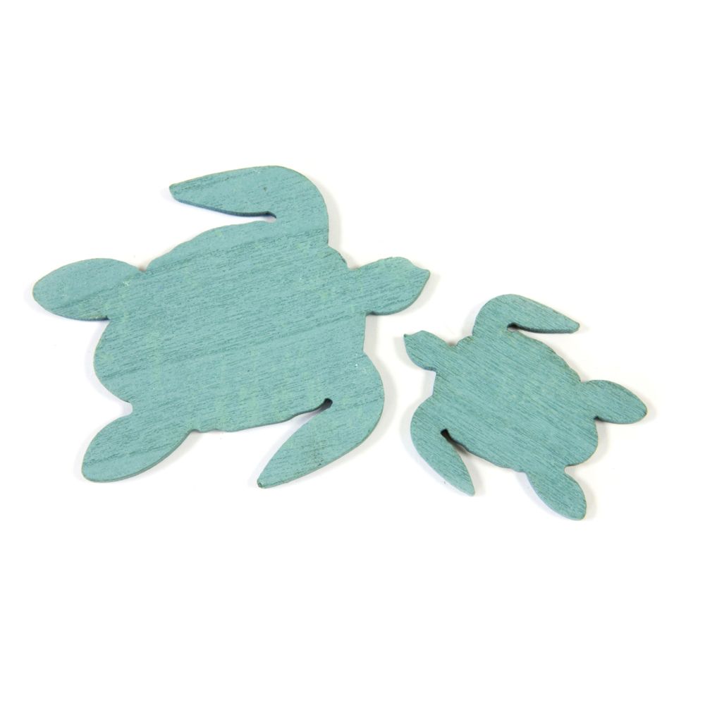Visiodirect - Lot de 10 Confettis en bois tortues de mer - 5,8 x 5 cm - Objets déco