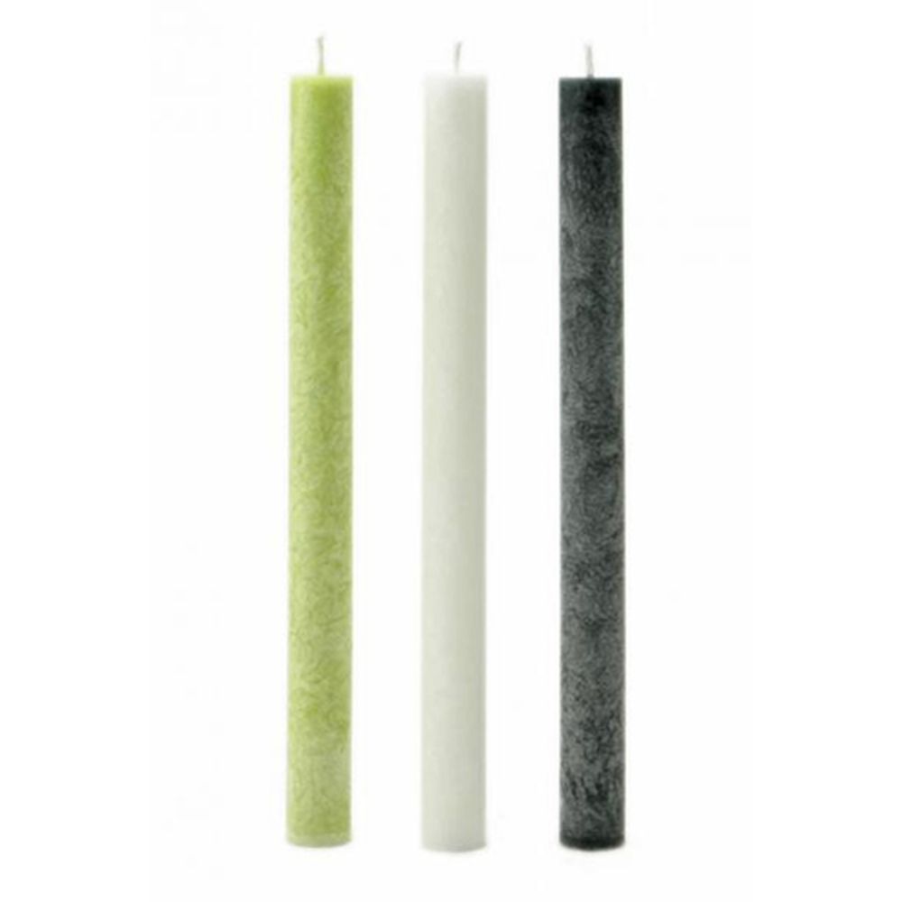 Comptoir Des Bougies - Lot de 3 bougies bâton Zen - Ardoise, vert et blanc - Bougies