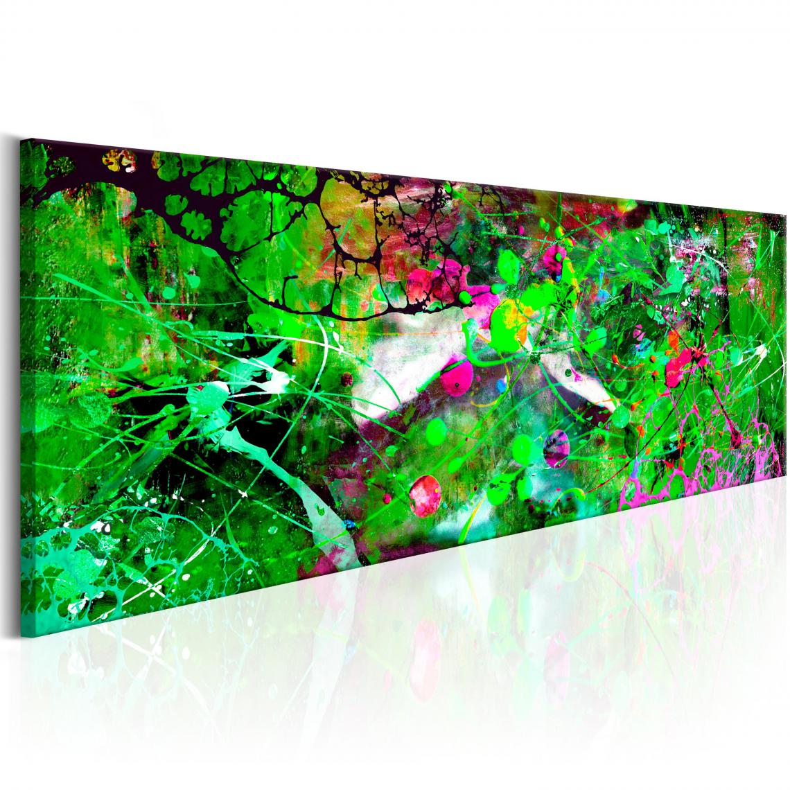 Decoshop26 - Tableau sur toile décoration murale image imprimée cadre en bois à suspendre Fantaisie verte 150x50 cm 11_0001792 - Tableaux, peintures