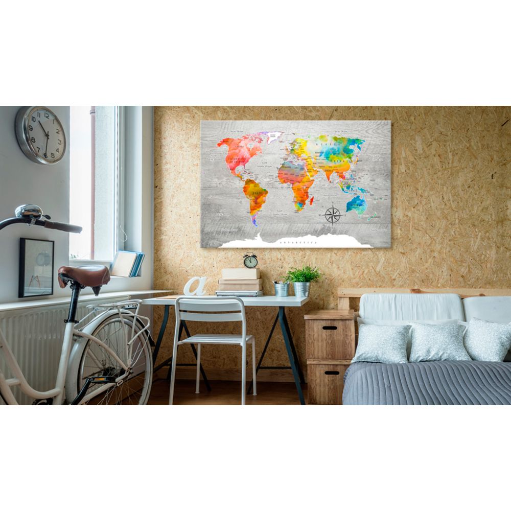 marque generique - 120x80 Tableau en liège Esthetique Multicolored Travels [Cork Map] - Tableaux, peintures
