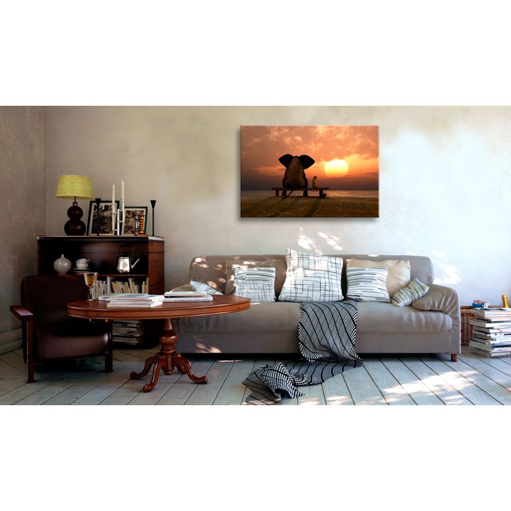 marque generique - 120x80 Tableau Levers et couchers de soleil Paysages Stylé Evening Rest - Tableaux, peintures