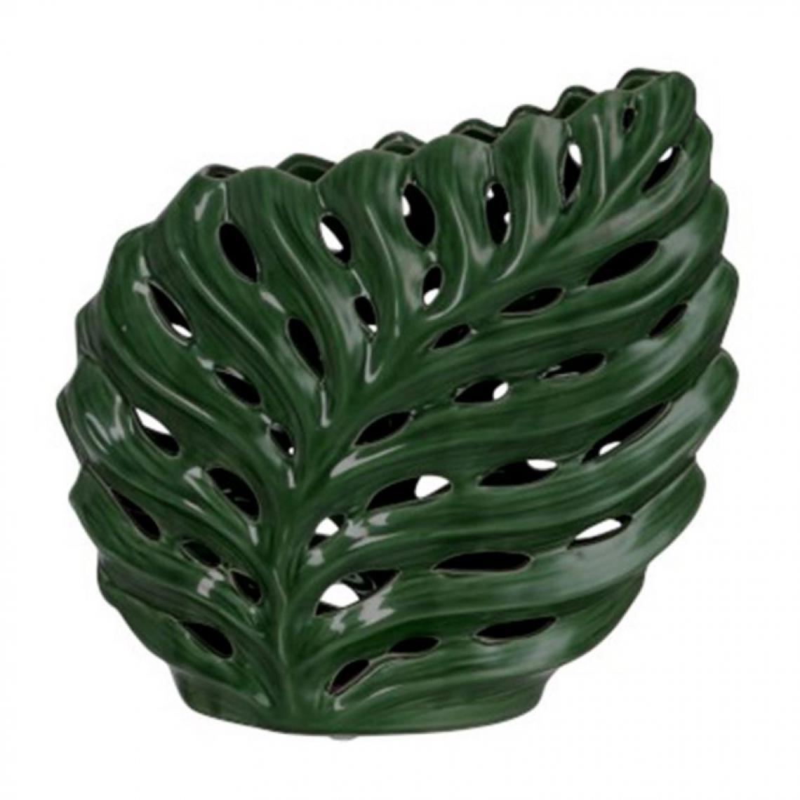 Paris Prix - Vase Design Céramique Tropical Oblique 28cm Vert - Vases