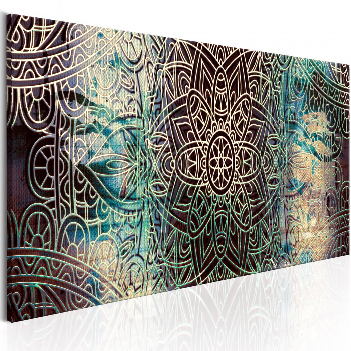 Decoshop26 - Tableau sur toile décoration murale image imprimée cadre en bois à suspendre Mandala : Noeud de la Paix 120x40 cm 11_0009087 - Tableaux, peintures