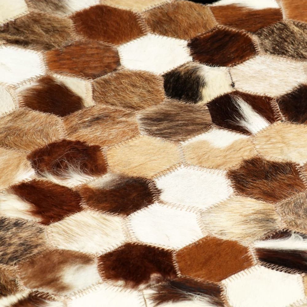 marque generique - Icaverne - Petits tapis selection Tapis à poils Cuir véritable Patchwork 160x230 cm Marron/Blanc - Tapis