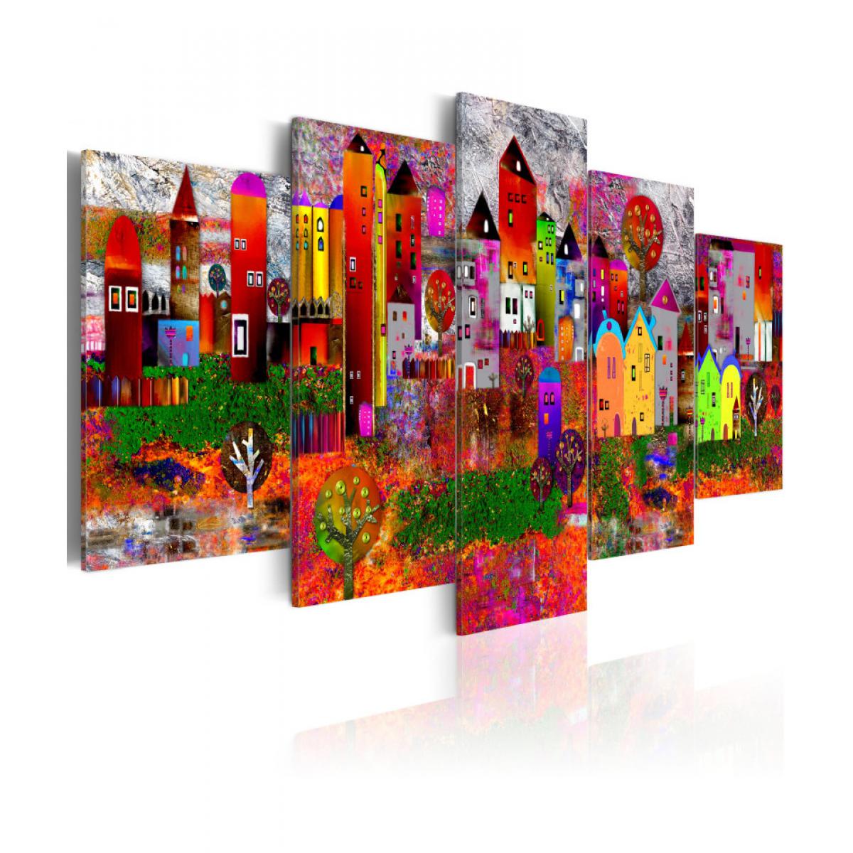 Artgeist - Tableau - Colourful Small Town 200x100 - Tableaux, peintures