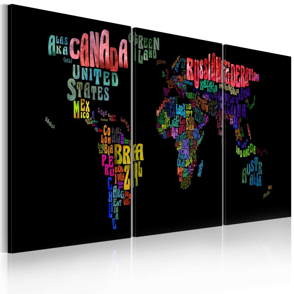 Bimago - Tableau - Carte du monde - texte - Décoration, image, art | Cartes du monde | - Tableaux, peintures