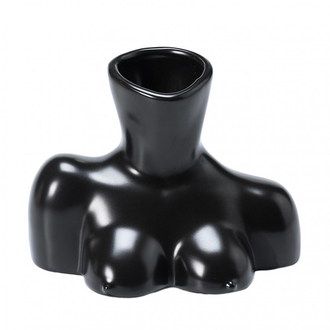 marque generique - Ornement Décoratif De Décoration De Planteur De Vase De Forme De Corps Féminin En Céramique Noir - Vases