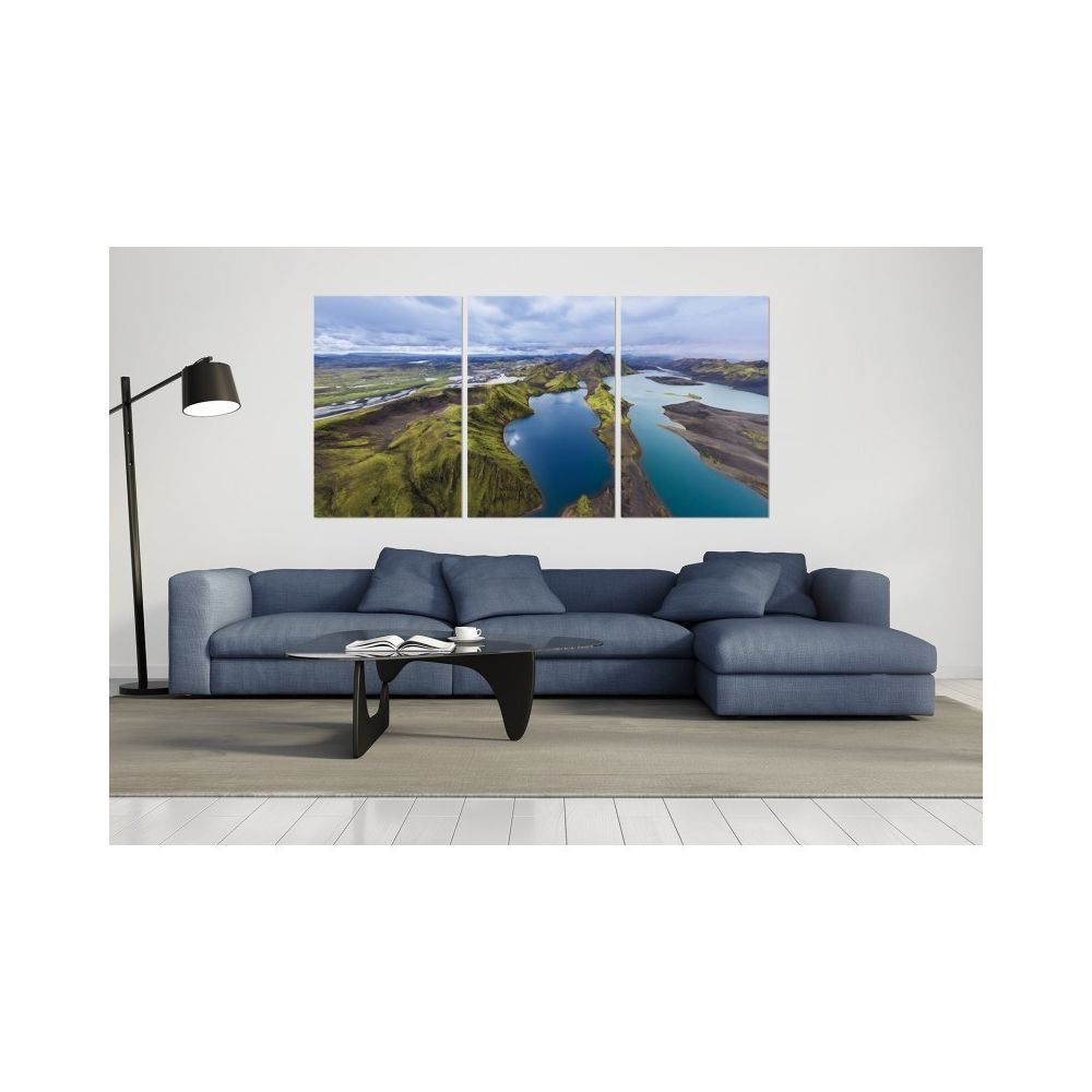 Meubletmoi - Tableau verre acrylique photo paysage vue aérienne Islande - triptyque - Tableaux, peintures