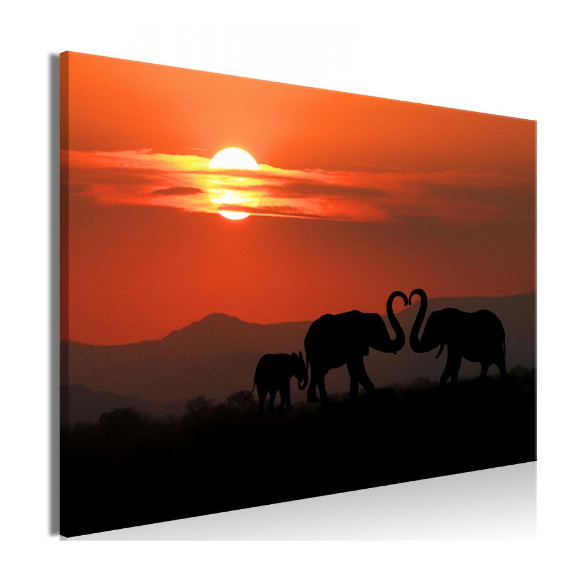 Artgeist - Tableau - Elephants in Love (1 Part) Wide 90x60 - Tableaux, peintures
