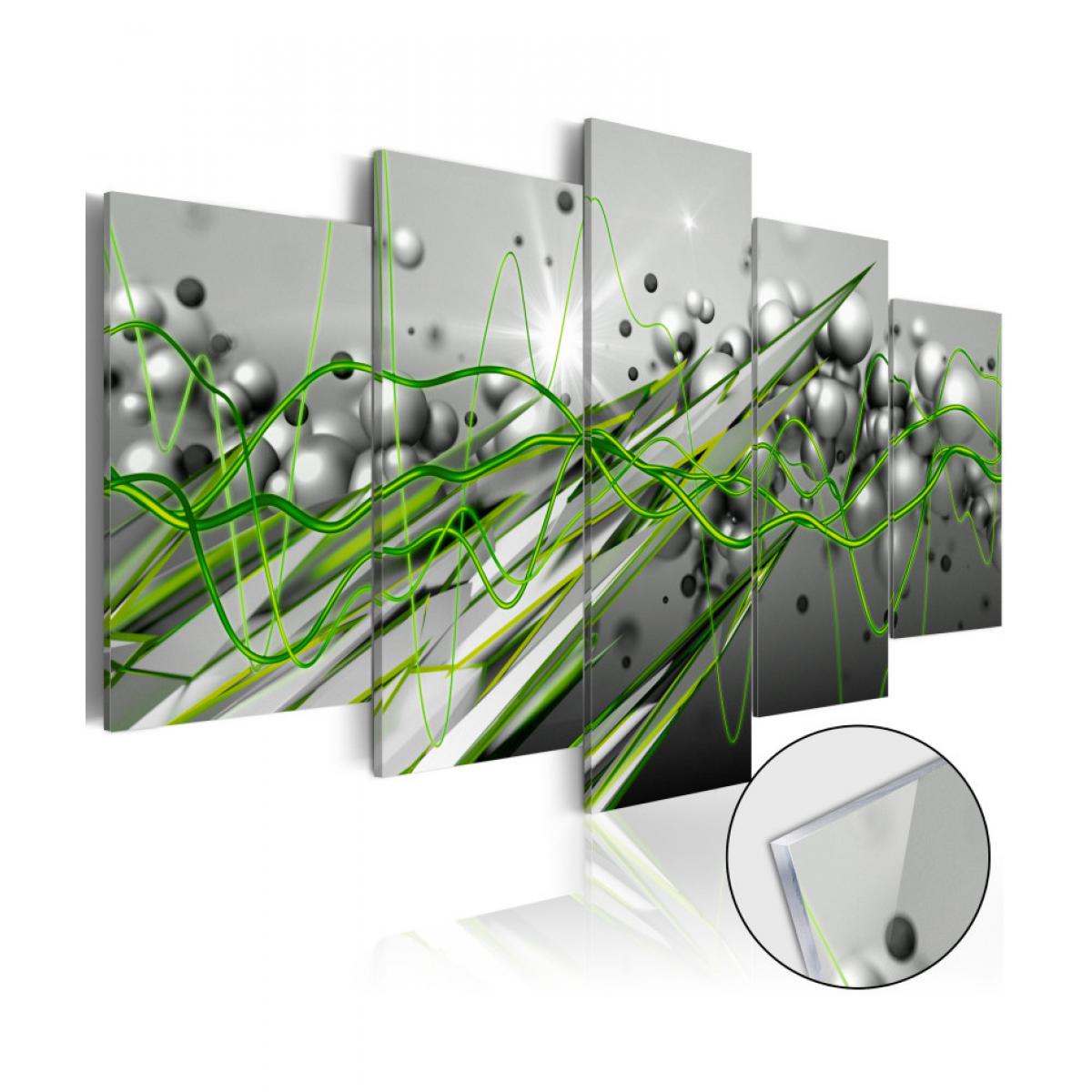 Artgeist - Tableau sur verre acrylique - Green Rhythm [Glass] 100x50 - Tableaux, peintures
