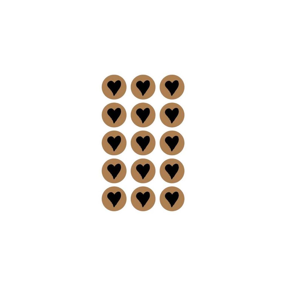 Graines Creatives - 60 stickers ronds Ø 2,6 cm avec coeur noir - Décorations de Noël